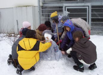 Schneefrau Bau